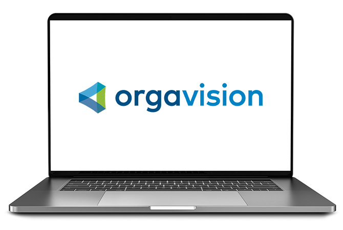 Laptop mit dem Orgavision Logo